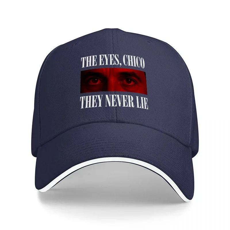 THE EYES CHICO THEY NEVER LIE BASEBALL CAP BLACK with RED EYE DESIGN CLASSIC FIT ADJUSTABLE HAT for MEN and WOMEN