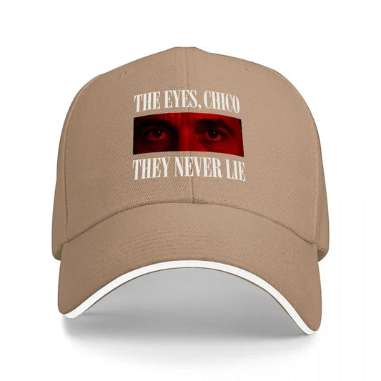 THE EYES CHICO THEY NEVER LIE BASEBALL CAP BLACK with RED EYE DESIGN CLASSIC FIT ADJUSTABLE HAT for MEN and WOMEN